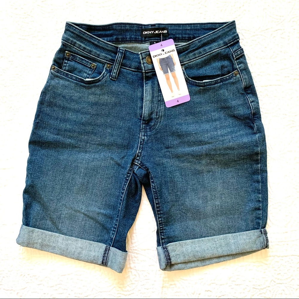 DKNY JEANS LONG SHORTS BERMUDA DENIM WOMEN Sz 4